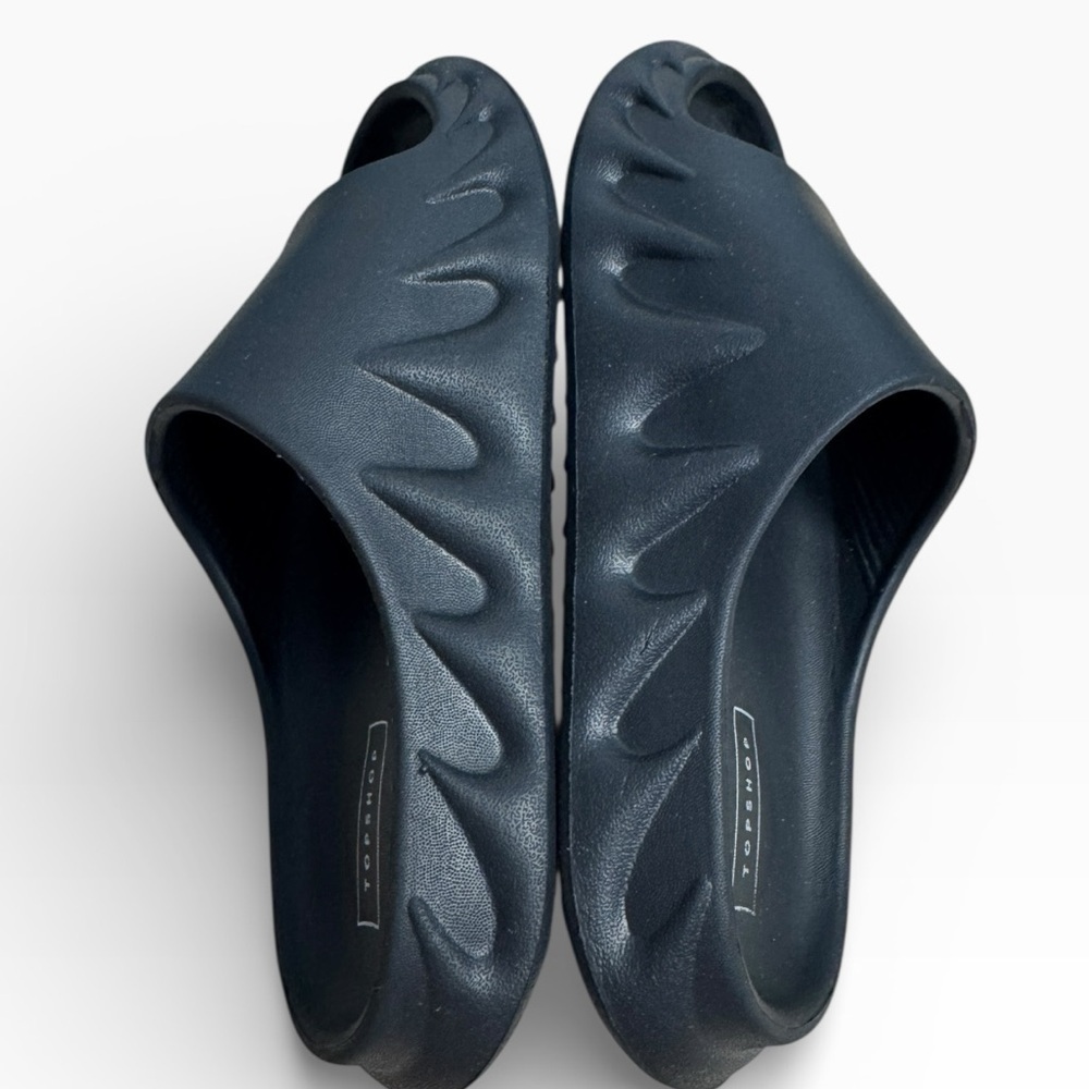 Topshop Black One Strap Slide Sandals EU 39 40 Chunky Comfort Slides US 8-9 - Picture 5 of 7